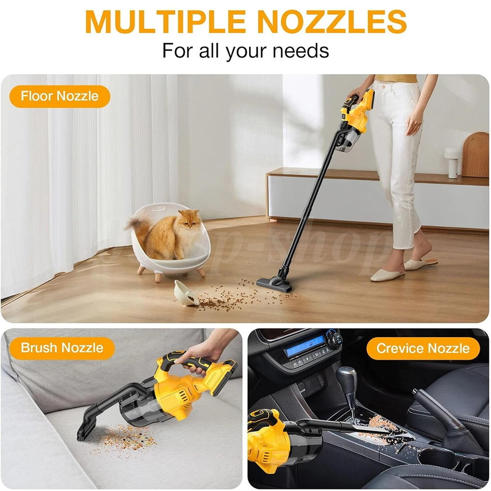 500W Cordless Handheld Vacuum Cleaner Portable Car Auto Home Wireless W/ Battery