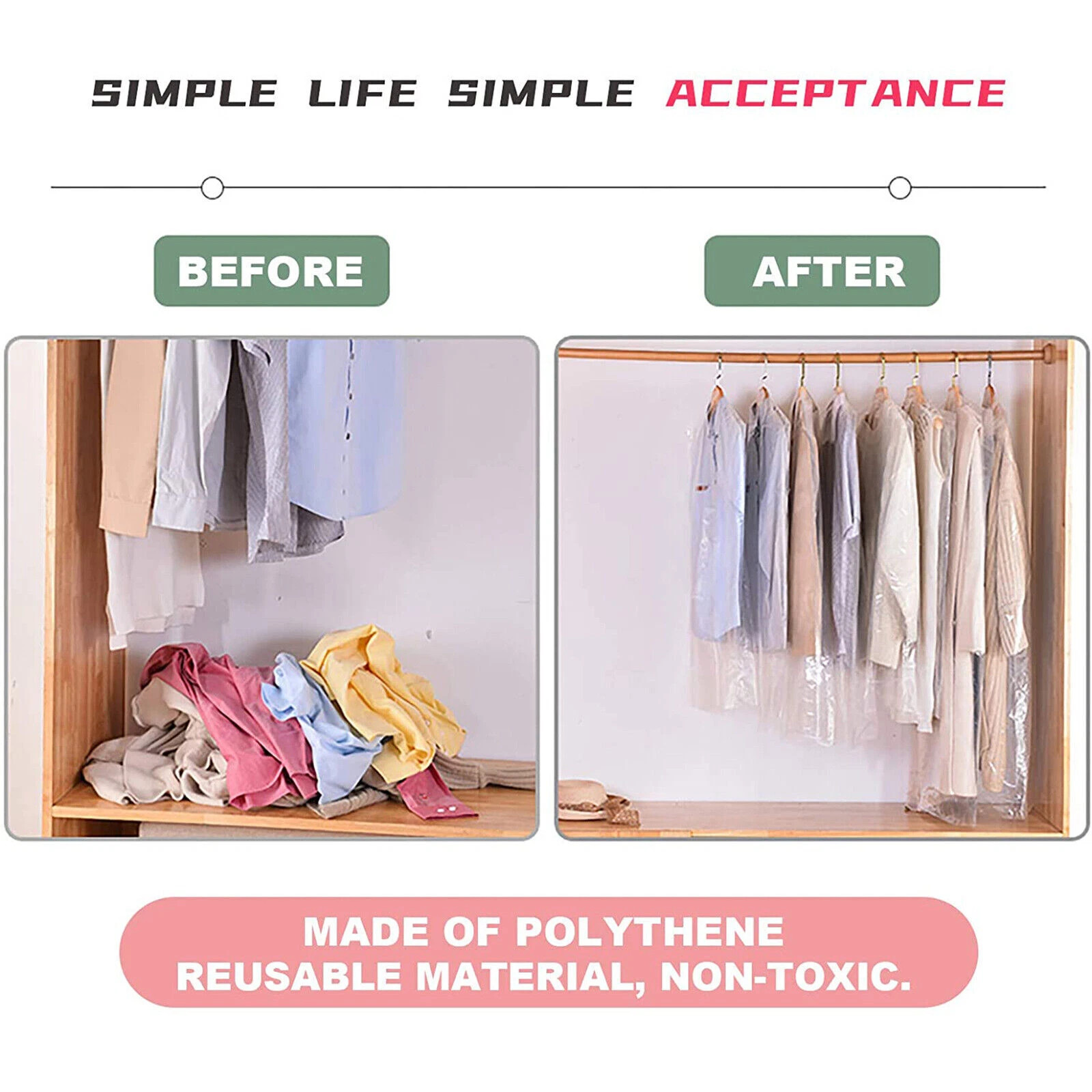 10× Clear Hanging Dust-proof Clothes Bag Suit Dress Coat Garment Storage Cover