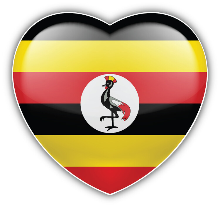 I Love Uganda Glossy Heart Flag Car Bumper Sticker Decal