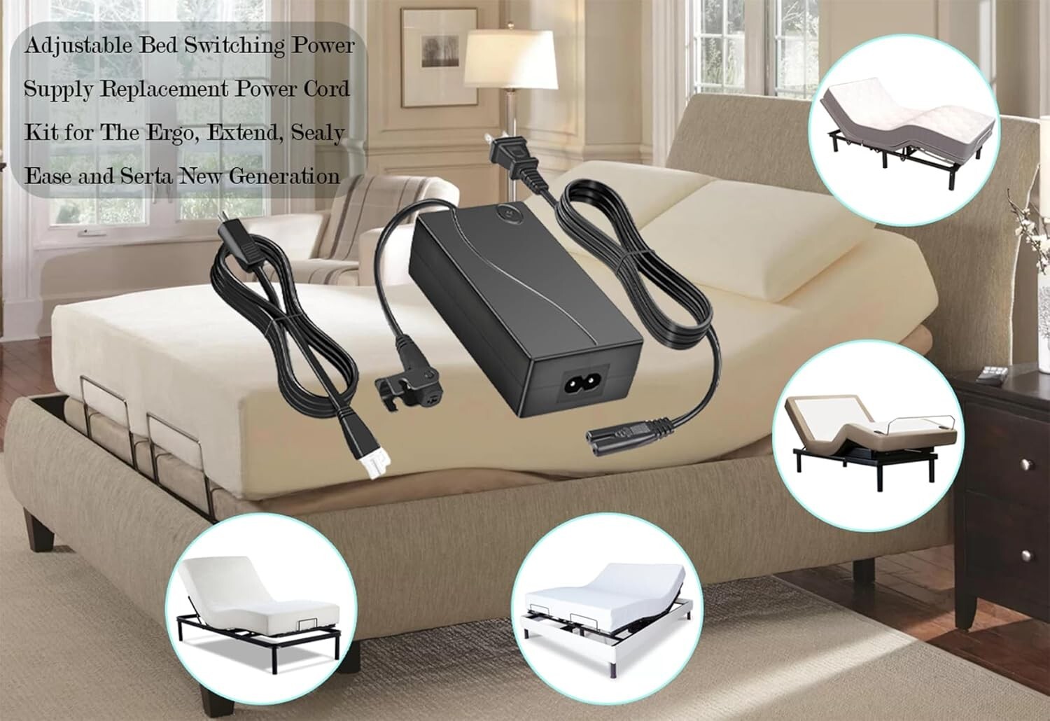 Adjustable Bed Base 29V2A AC/DC Switching Power Supply Adapter Kit Replacement