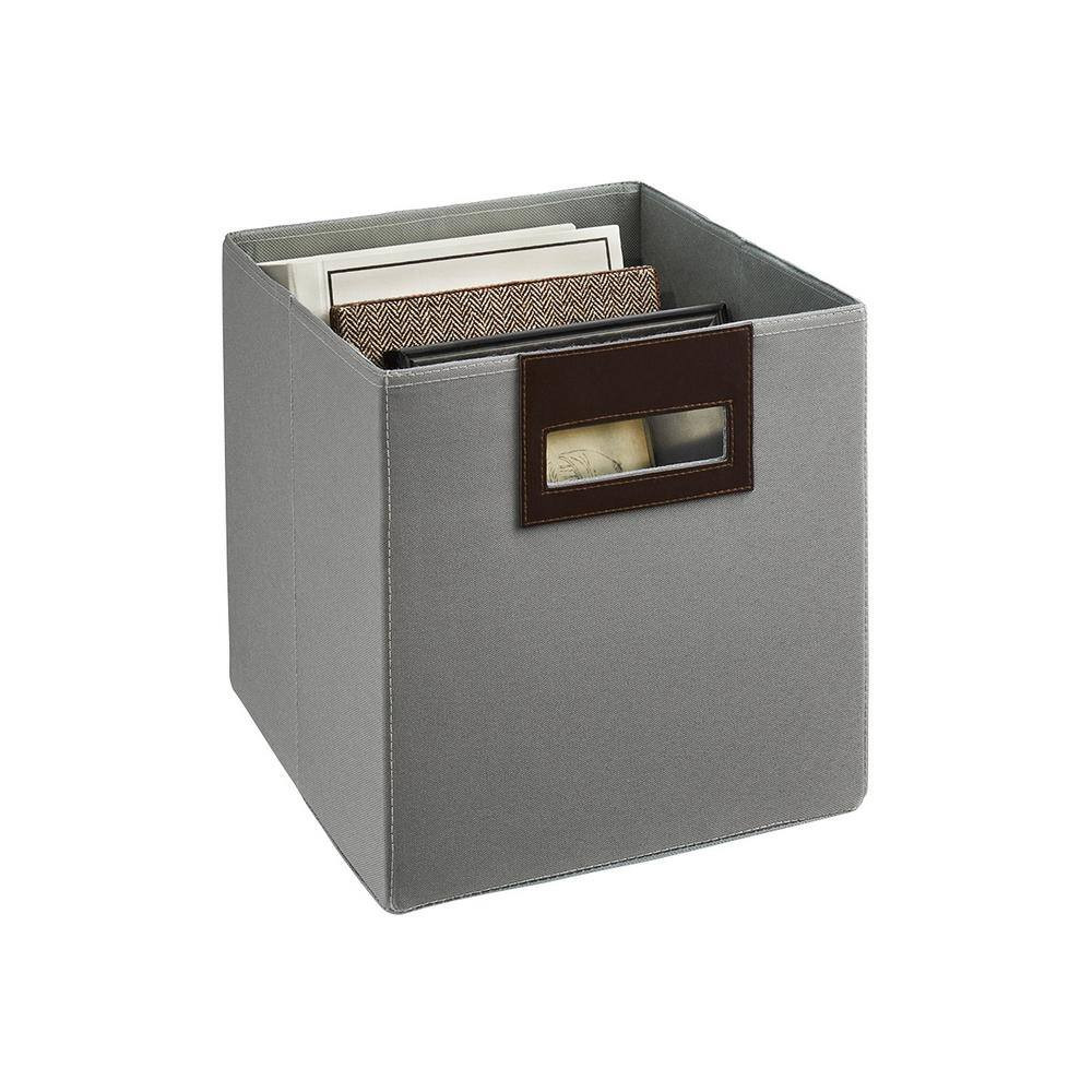 11 In. H X 10.5 In. W X 10.5 In. D Gray Fabric Cube Storage Bin