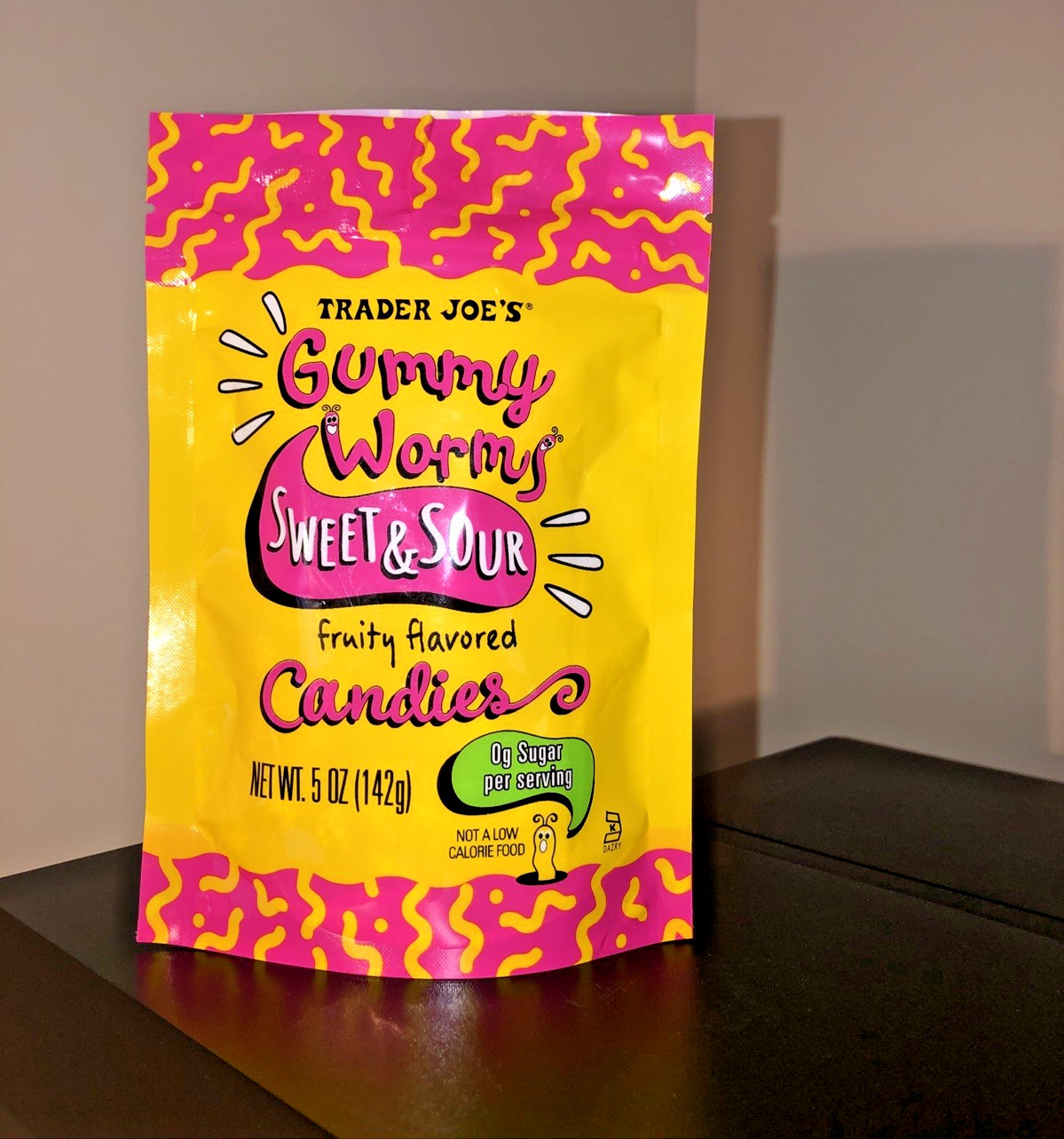 2 X Trader Joes Sweet & Sour Gummy Worms Candy Sugar Free 5 oz each Exp, 5/2027