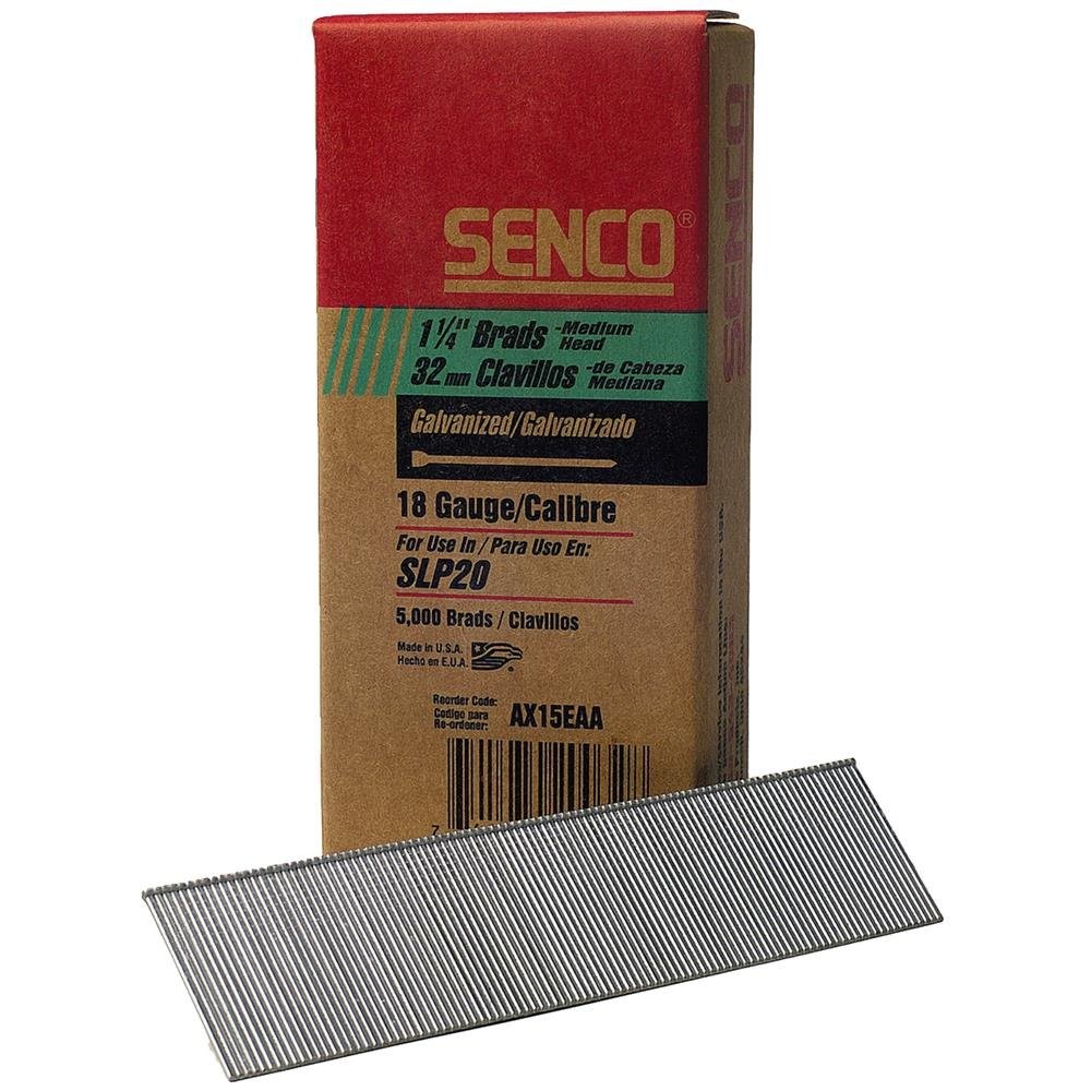 Senco 18 Ga. Smooth Shank Straight Strip Brad Nails 1-1/4 in. L x 0.05 in. Di…