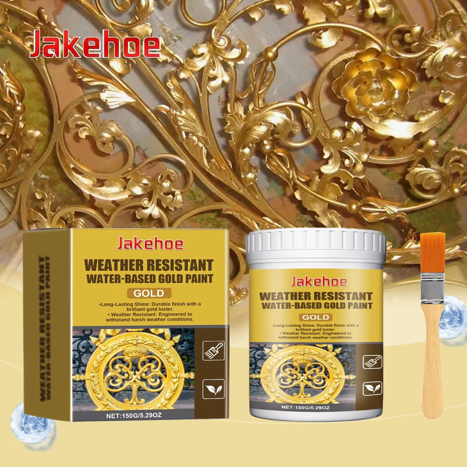 weather-resistant water-based gold paint metallic paint