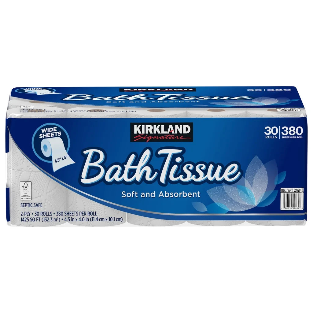 Kirkland Signature Bath Tissue, 2-Ply, 380 Sheets, 30 Rolls FAST SHIPPING
