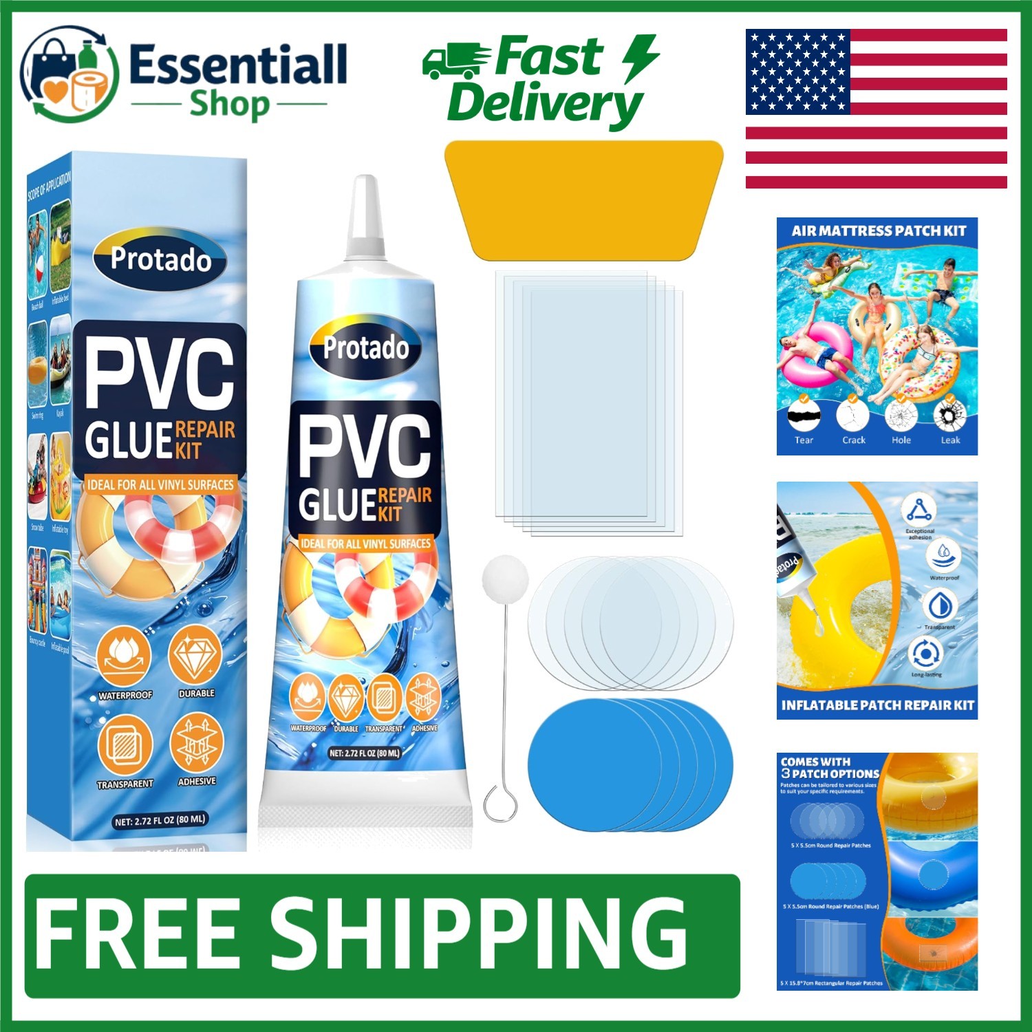 Reliable 80 ML Repair Patch Kit for Swimming Pools, Boats and Inflatable Toys