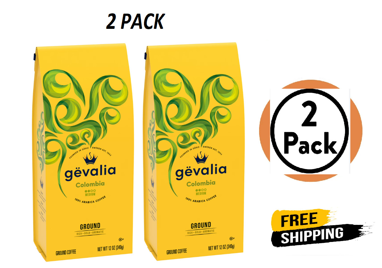 (2 PACK) Gevalia Medium Roast Columbia Arabica Ground Coffee, 12 oz. Bag