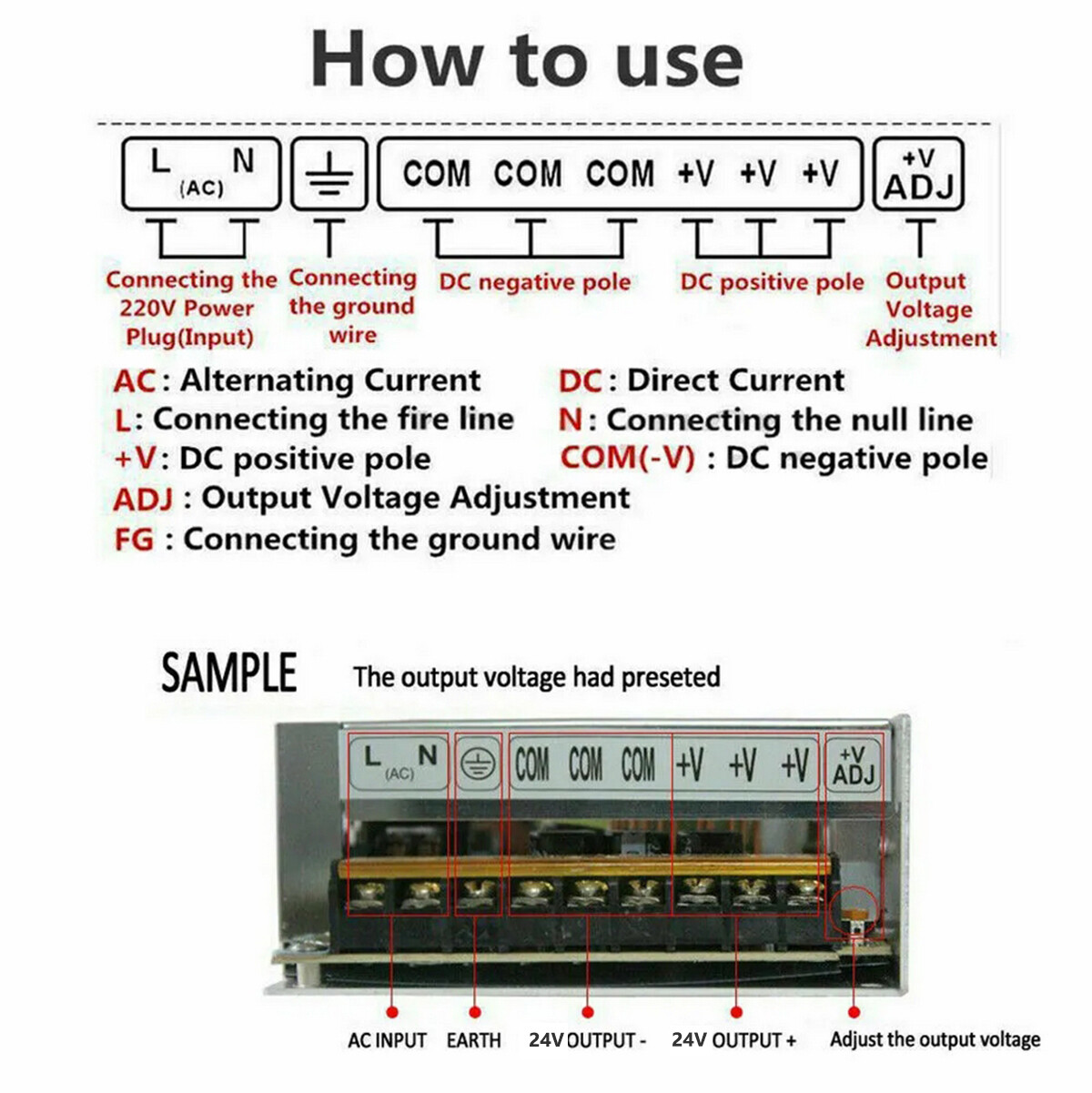 AC 110V TO DC 24V 1A 10A 20A 50A Switch Power Supply Transformer Driver Adapter