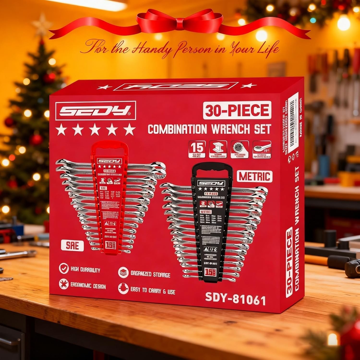 30-Piece Combination Wrench Set – Open End Wrench Set with Organizer Professi…