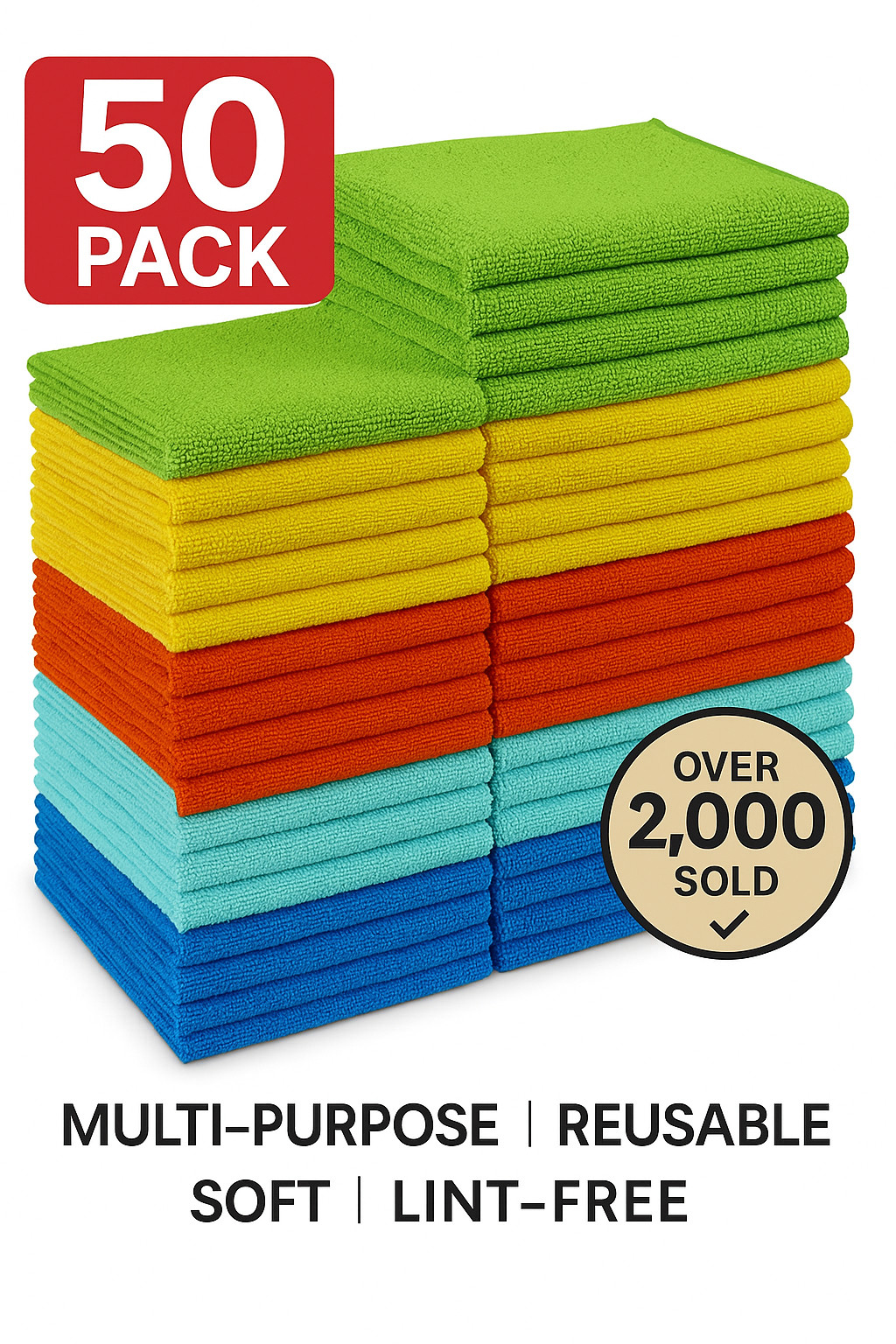 Microfiber Cleaning Cloth Set of 50 Towel Rag Car Polishing Detailing No-Scratch