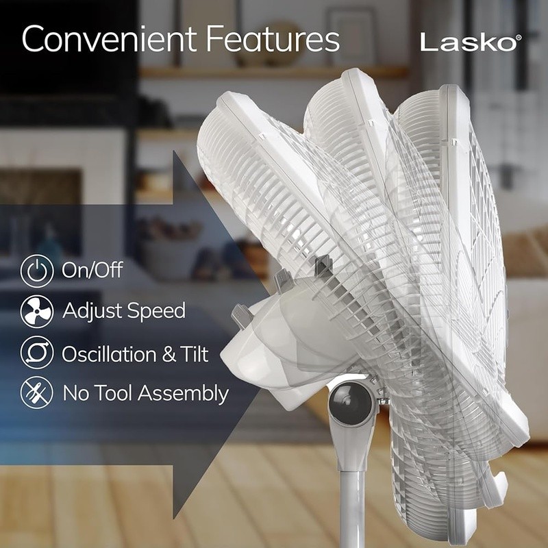 Adjustable Height Oscillating Fan Three Speed Powerful Cooling Indoor Use