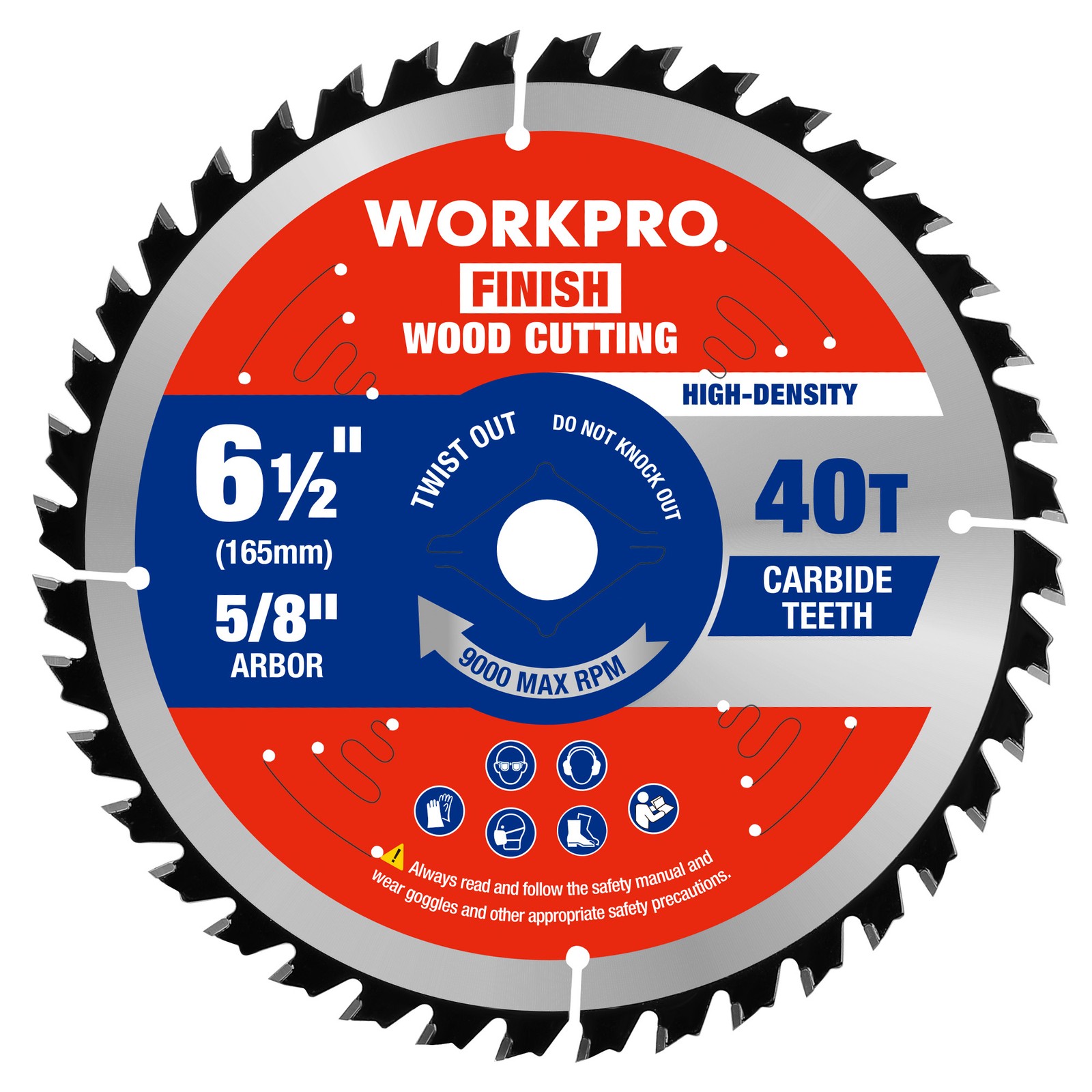 WORKPRO 6-1/2” Circular Saw Blade 40T Wood Cutting Carbide Tipped Woodworking