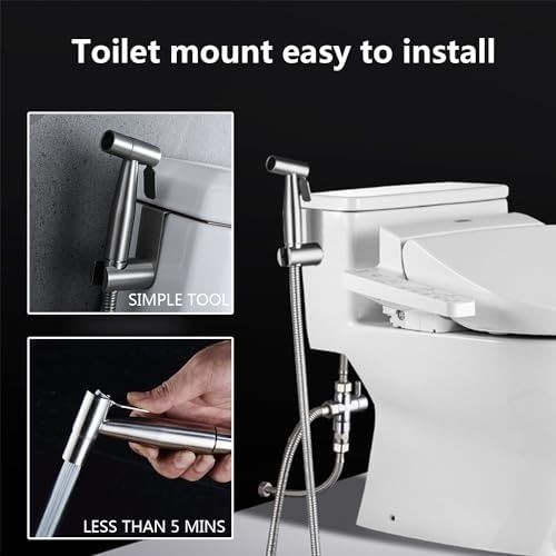 Handheld Bidet Sprayer Kit for Toilet – Stainless Steel, Easy Install, Cloth Dia