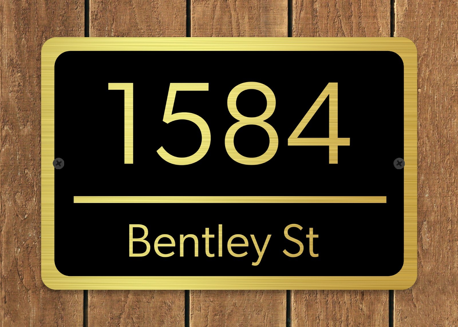 Customized Home Address Plaque Gold Text Metal 12″ x 8″ House Number Sign