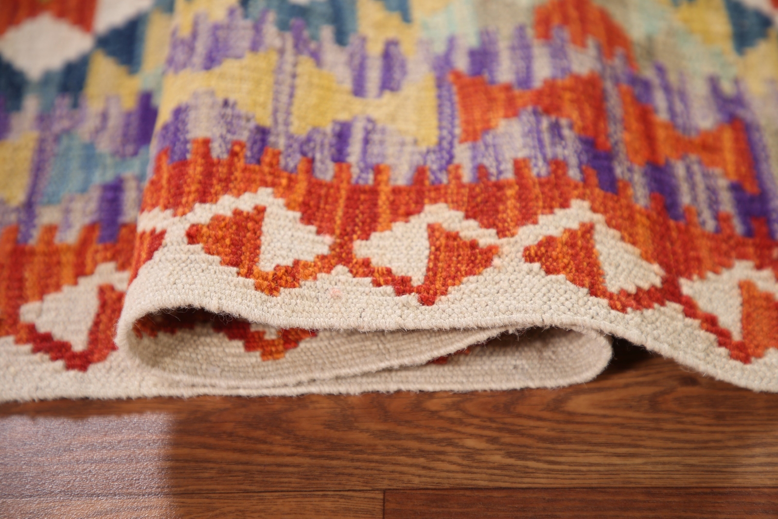 Southwestern Pastel Color Geometric Kilim Hand-Woven Rug Reversible Carpet 4’x6′