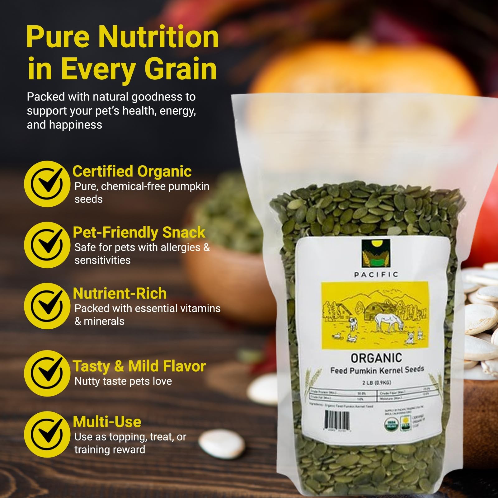 Organic Pumpkin Kernel Seeds 2Lbs – Nutrient-Rich Snack for Dogs