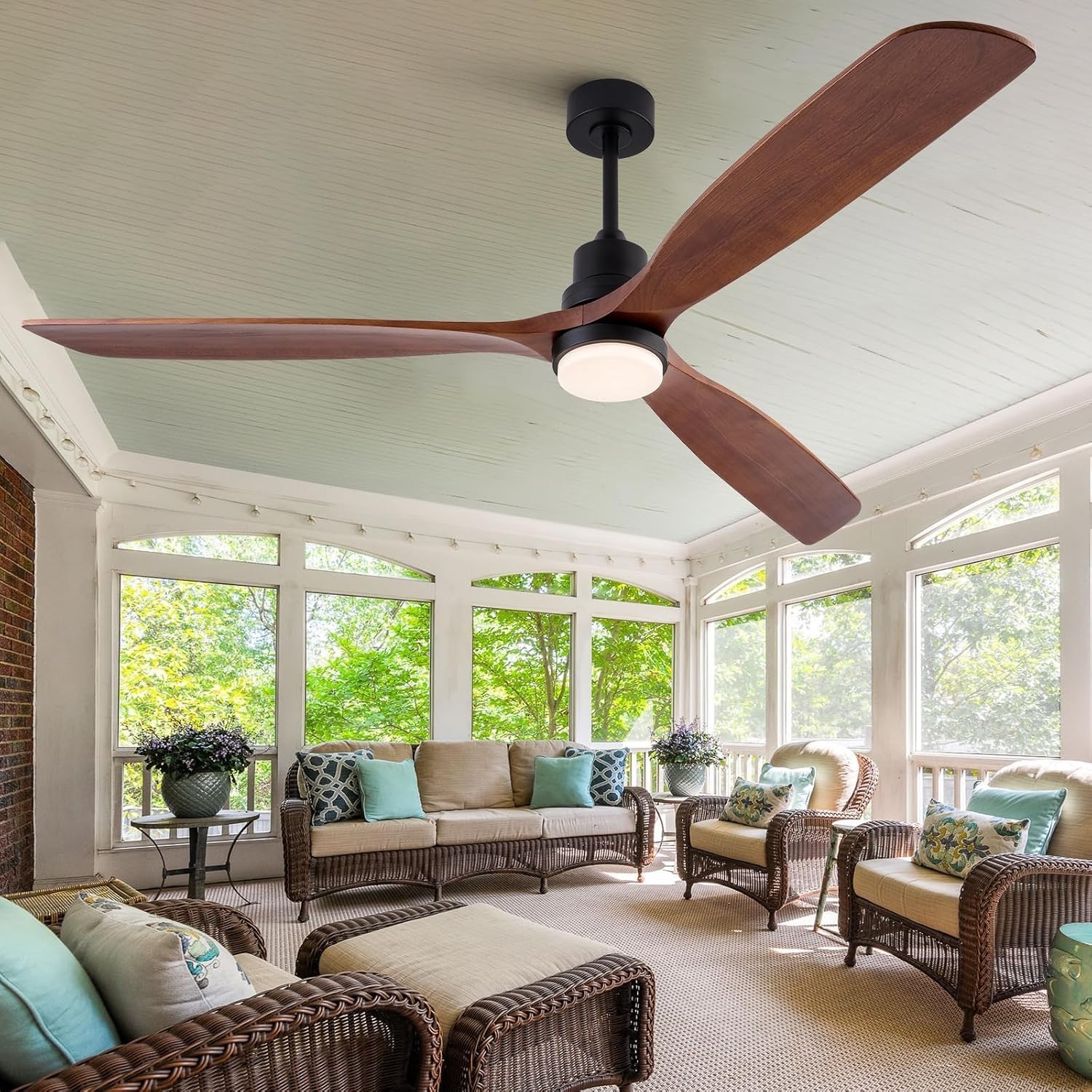 72‘’ Large Modern Ceiling Fan with Light and Remote, 6 Speed Reversible Quiet