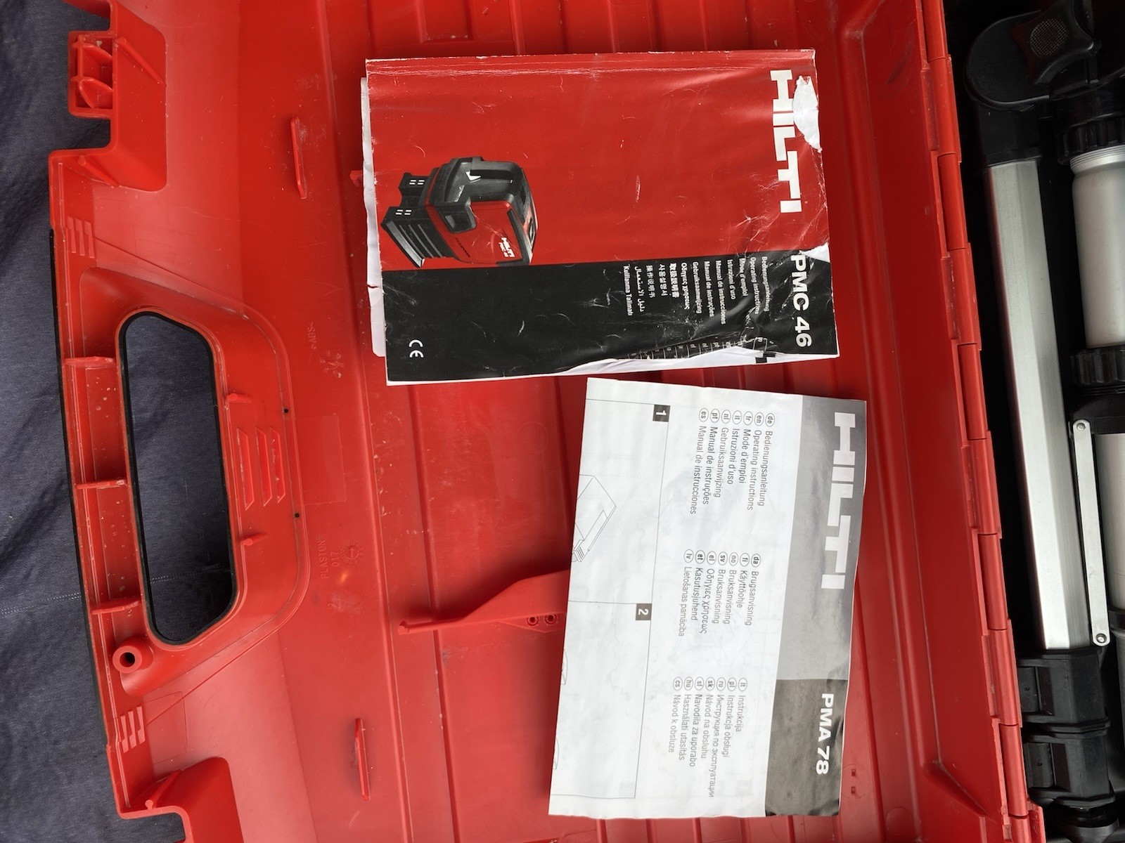 Hilti Tools Complete Laser Level Kit In Case PMC46 PMA78 PMA20 With User Manual