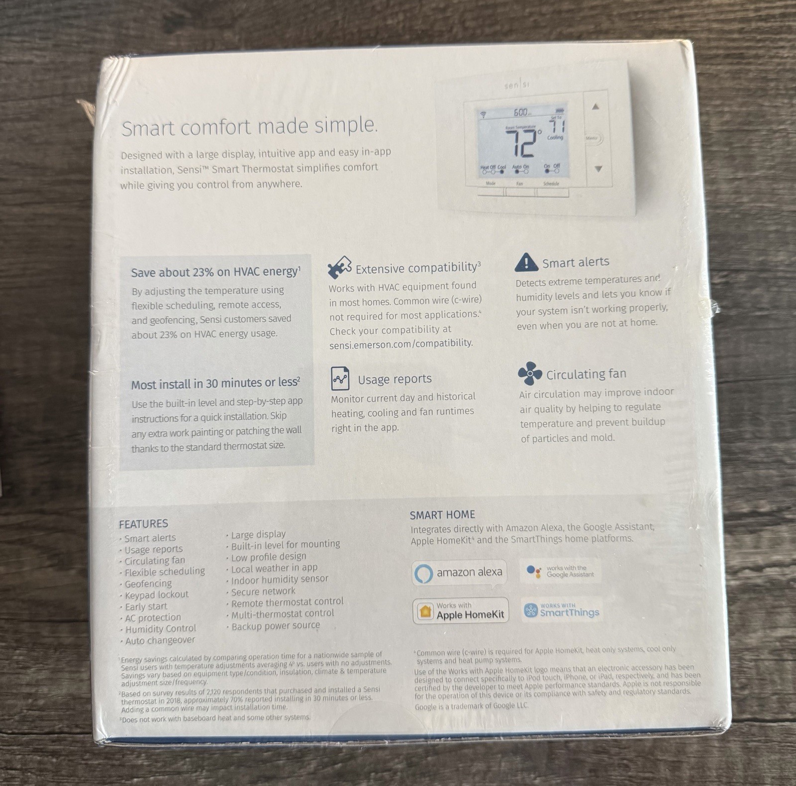 Emerson Sensi ST55 Wi‑Fi Programmable Smart Thermostat, Alexa/HomeKit, White