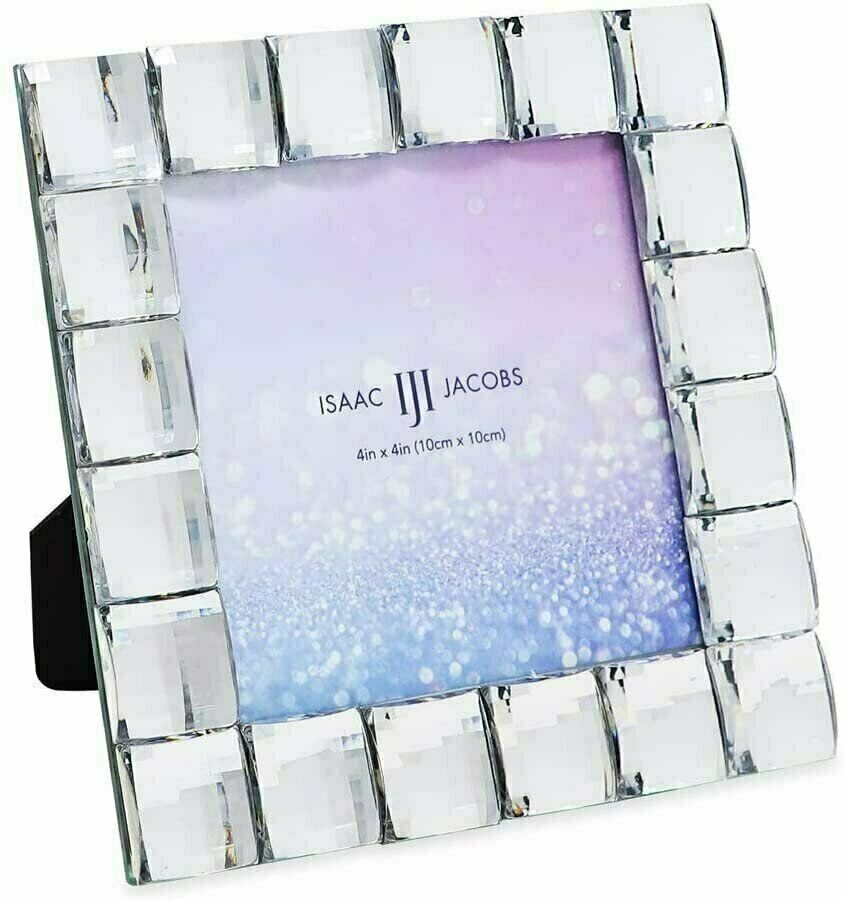 Isaac Jacobs Decorative Sparkling Light Blue Jewel Picture Frame, Photo…