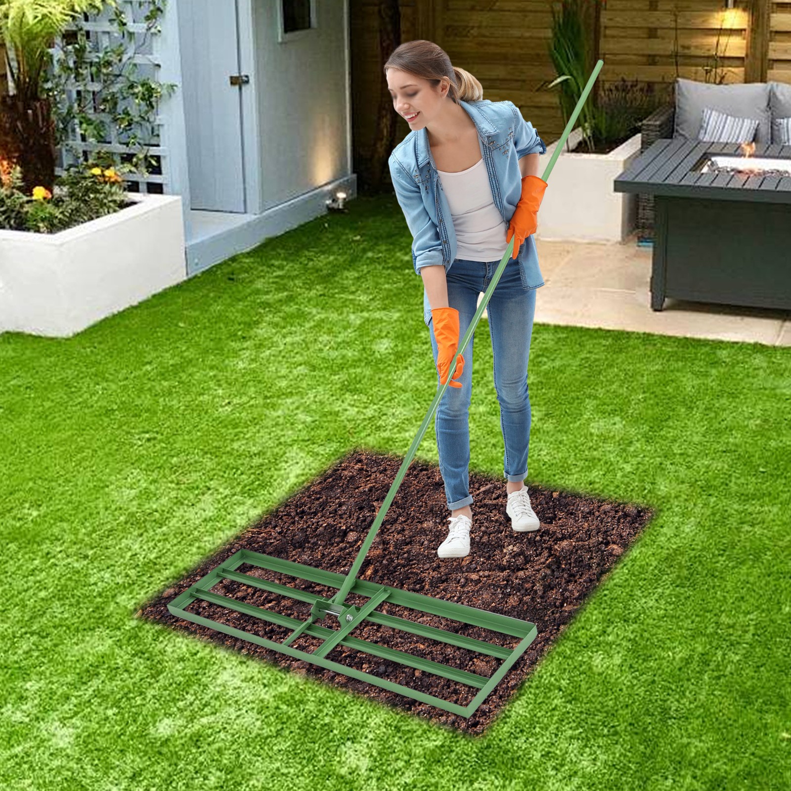 35.83*9.84in Lawn Leveling Rake for gardens, farms, lawns, yards, soccer fields