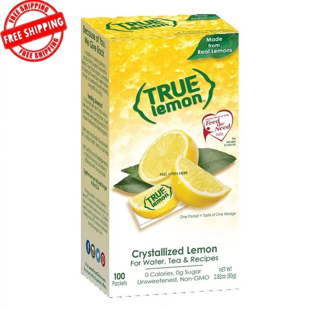 (100 Packets) True Lemon Sugar Free, On-The-Go, Caffeine Free Powdered Drink Mix