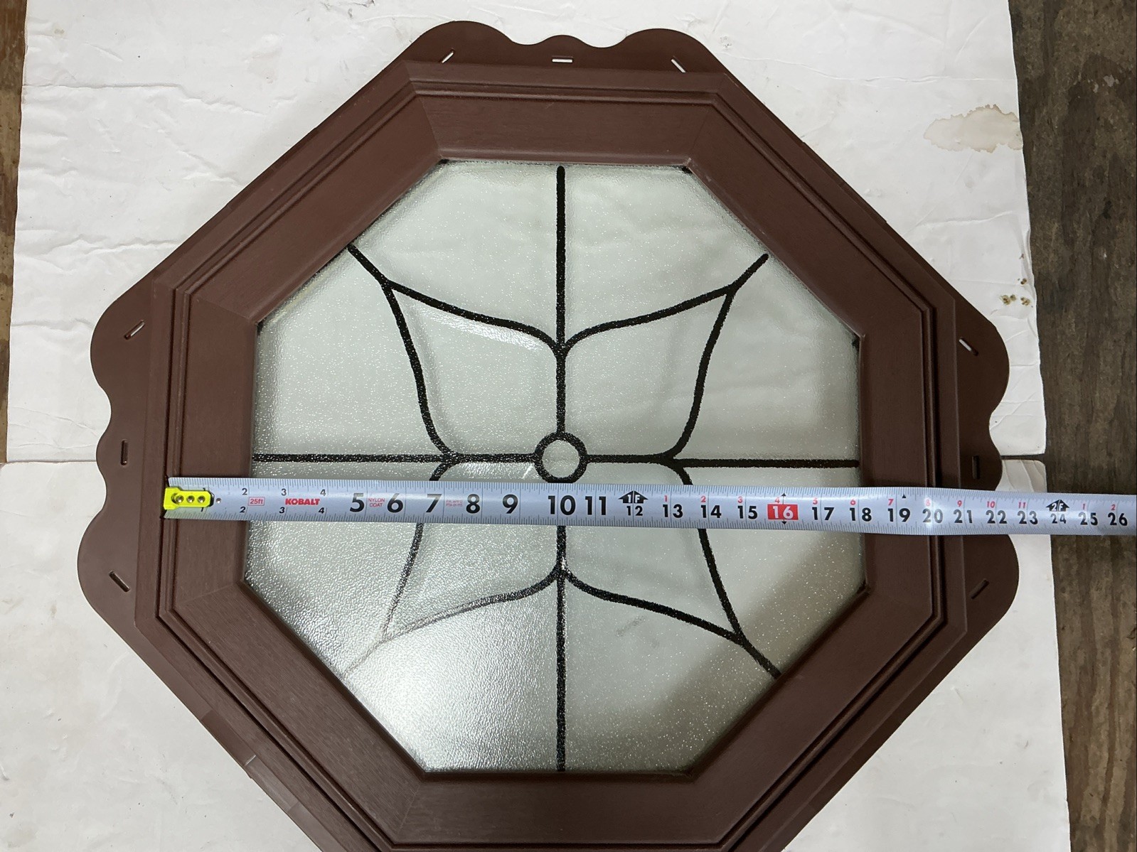 20” X 20” Fixed Octagon Vinyl Window Vented Brown New Construction BROWN color