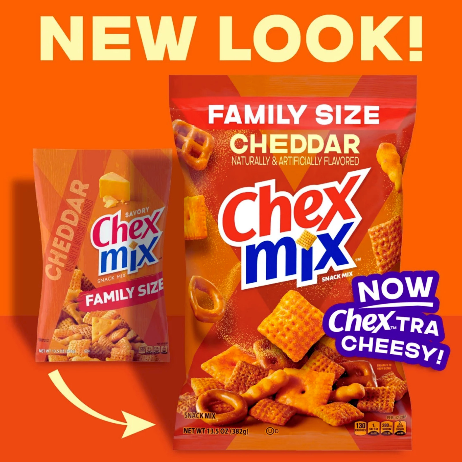 (4 Pack) Chex Mix Cheddar Cheese Snack Mix – 13.5oz Family Bags – Party Mix