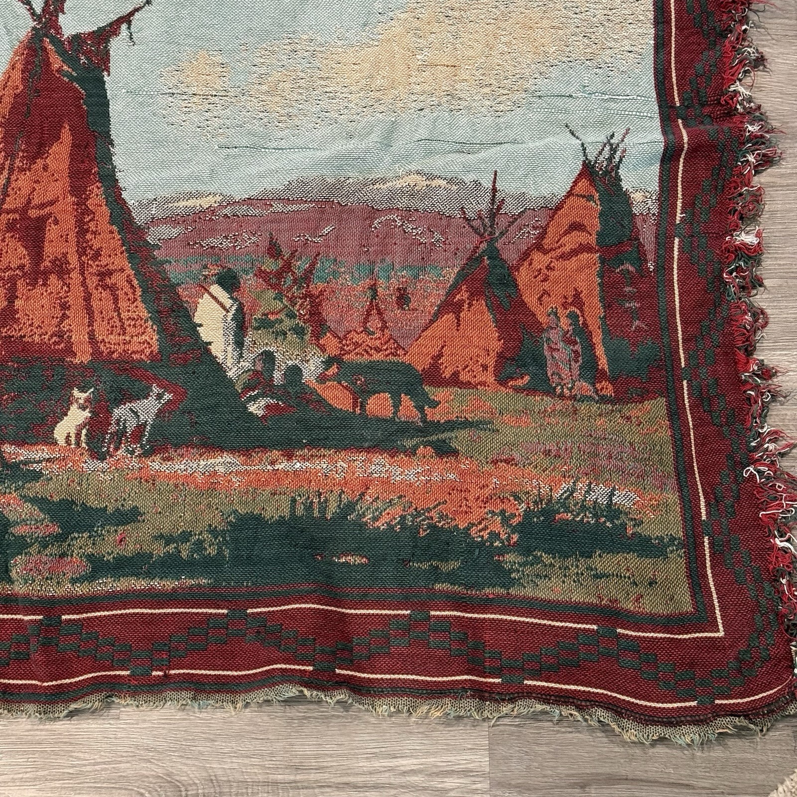 Goodwin Weavers Tapestry Throw Woven Design Southwestern Native American Teepee