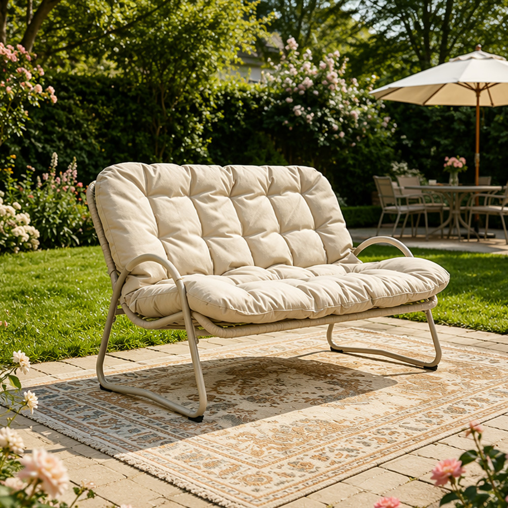 Premium Outdoor PE Rattan Double Chair with Metal Frame Ultimate Comfort