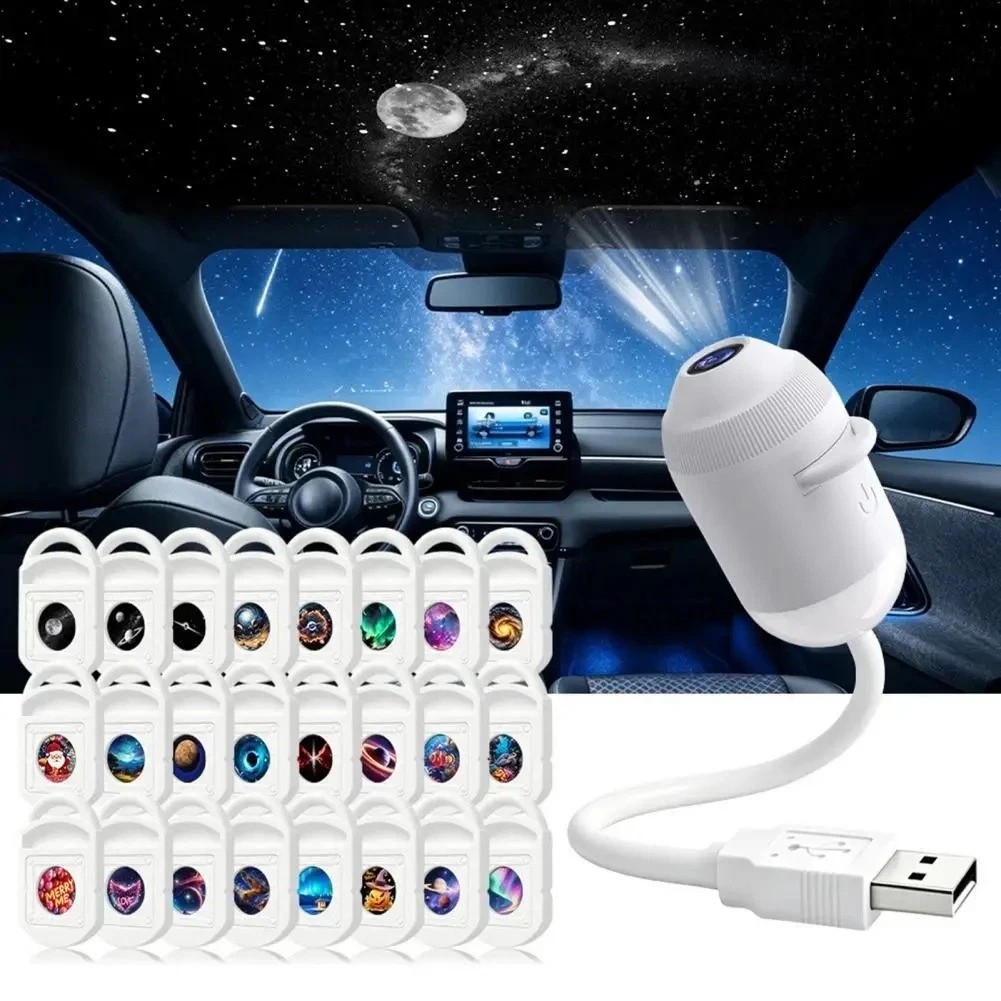 Hd Smart Dynamic 5d Holographic Night Light Projector, 2 In 1 Galaxy Night Light