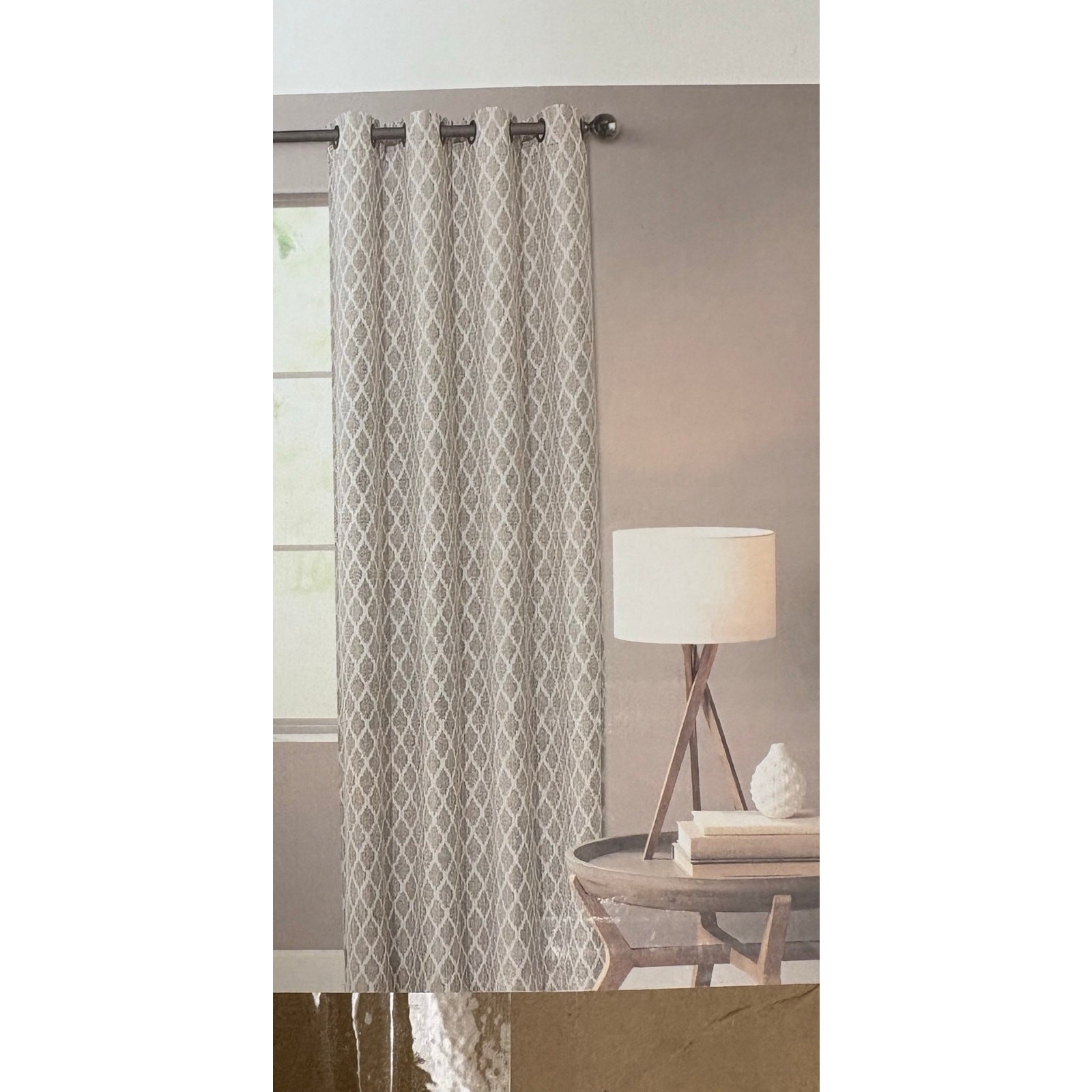 1 Panel – Sonoma Ultimate Performance Woven Geo 100% Blackout Curtain White/Gray
