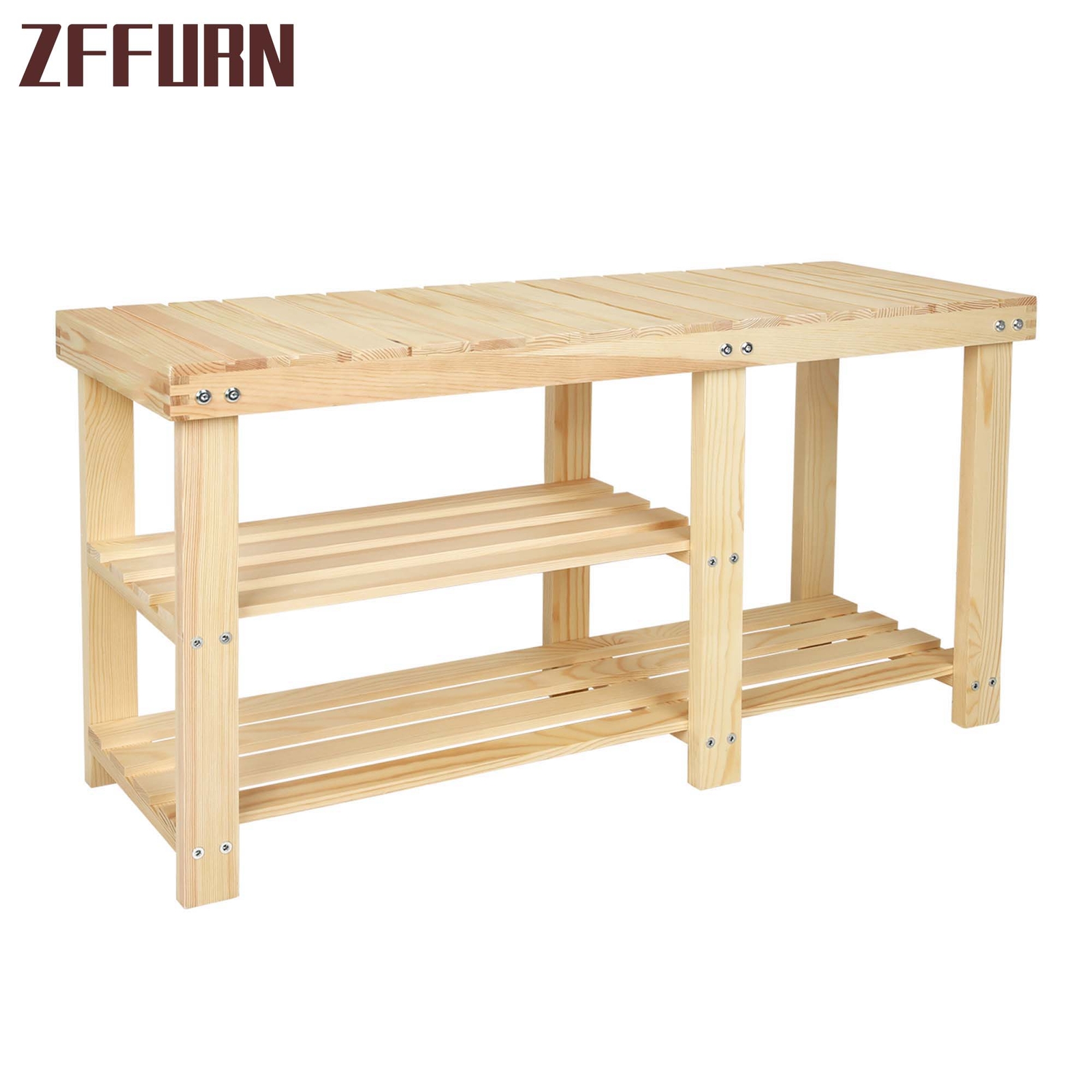 3 Tier Soild Wooden Shoe Rack Storage Bench Seat Shelf Organizer Unit Entryway