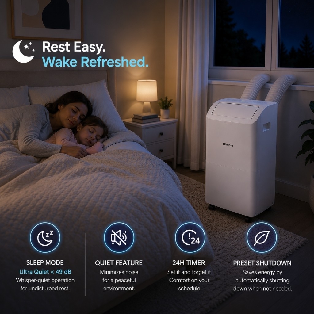 Hisense 8,000 BTU 350 Sq Ft Dual Hose Portable Air Conditioner w/ Inverter & Wi-