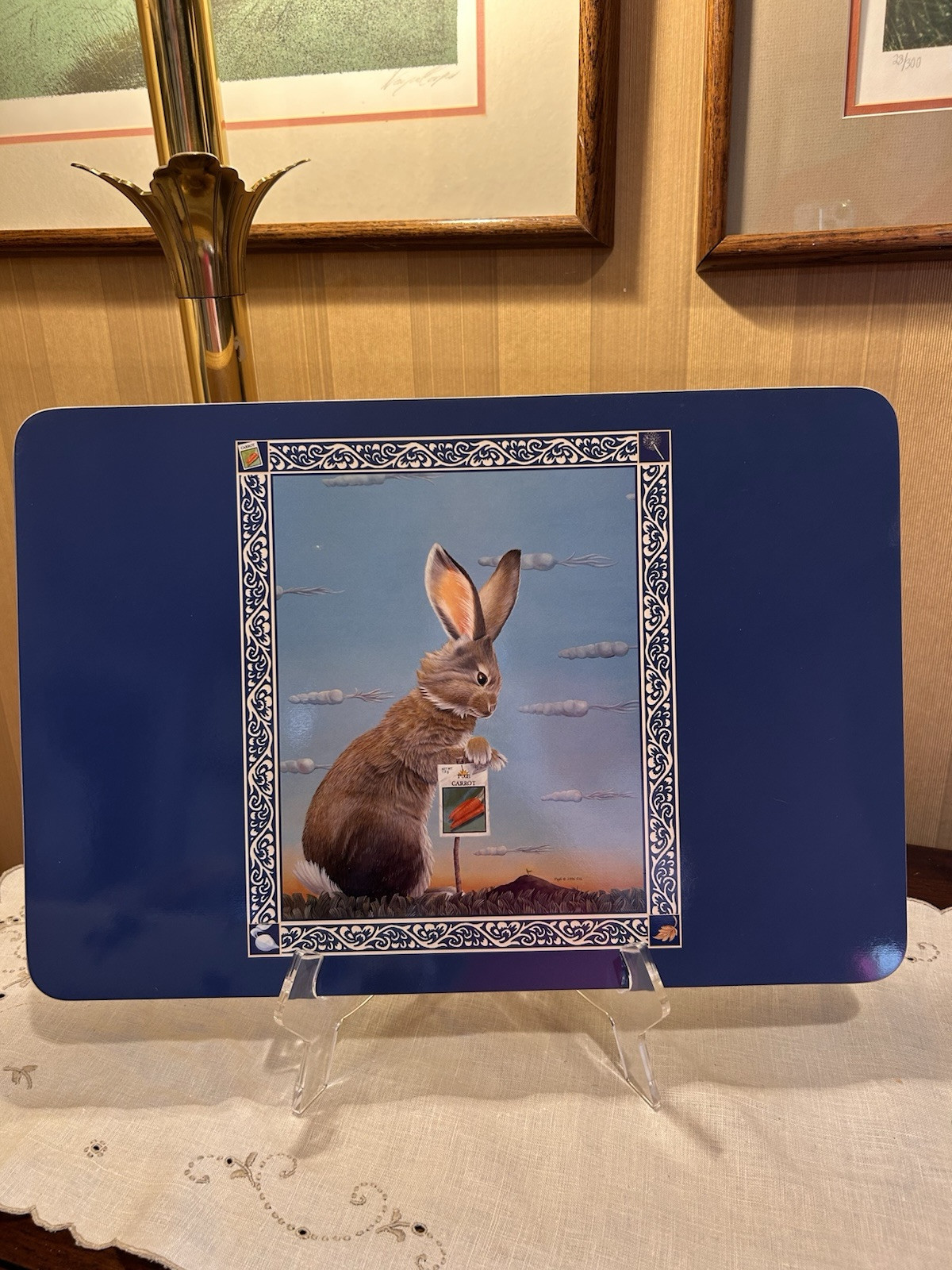 Cork Placemats Bunnies Rabbits Spring, Summer, Fall, & Winter Design “Pugh” 1987