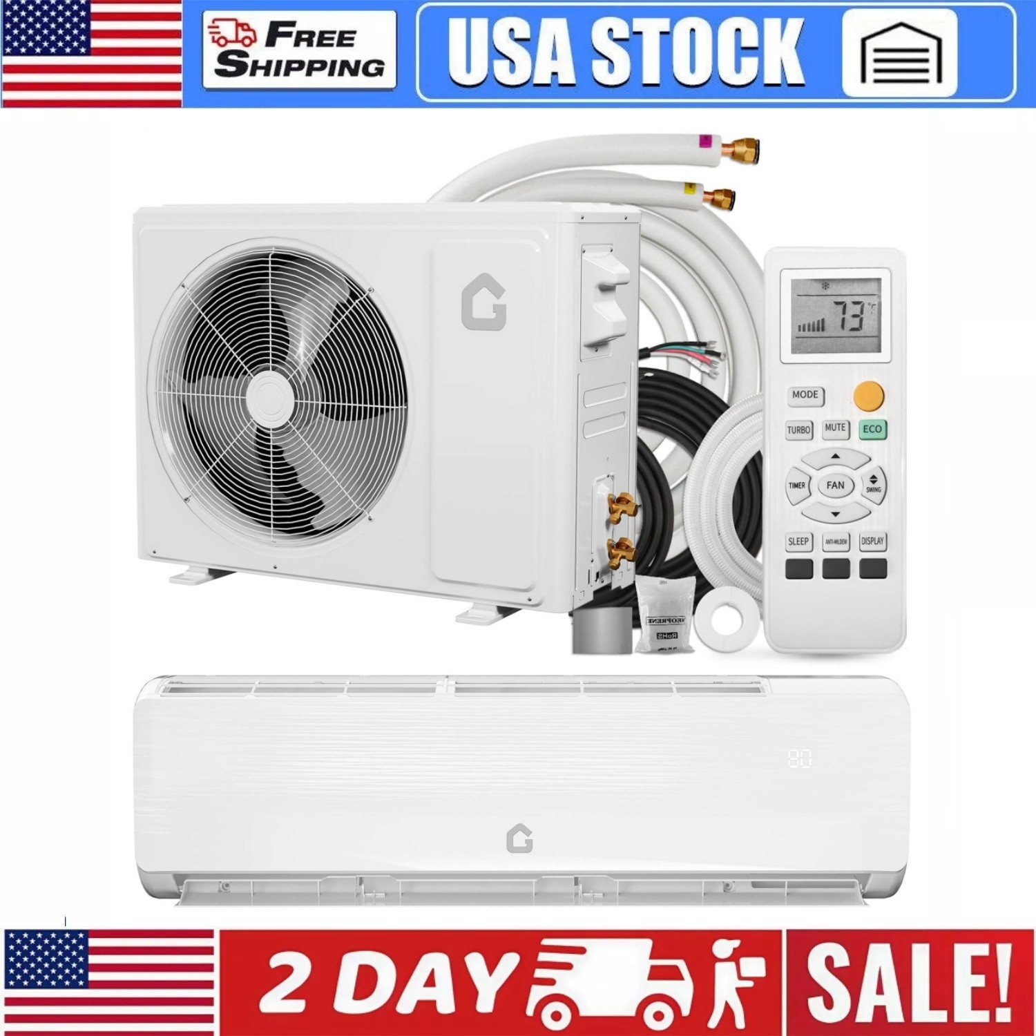12000 BTU Ductless Air Conditioner 19 SEER2 Ductless AC Unit and Heat Pump R32