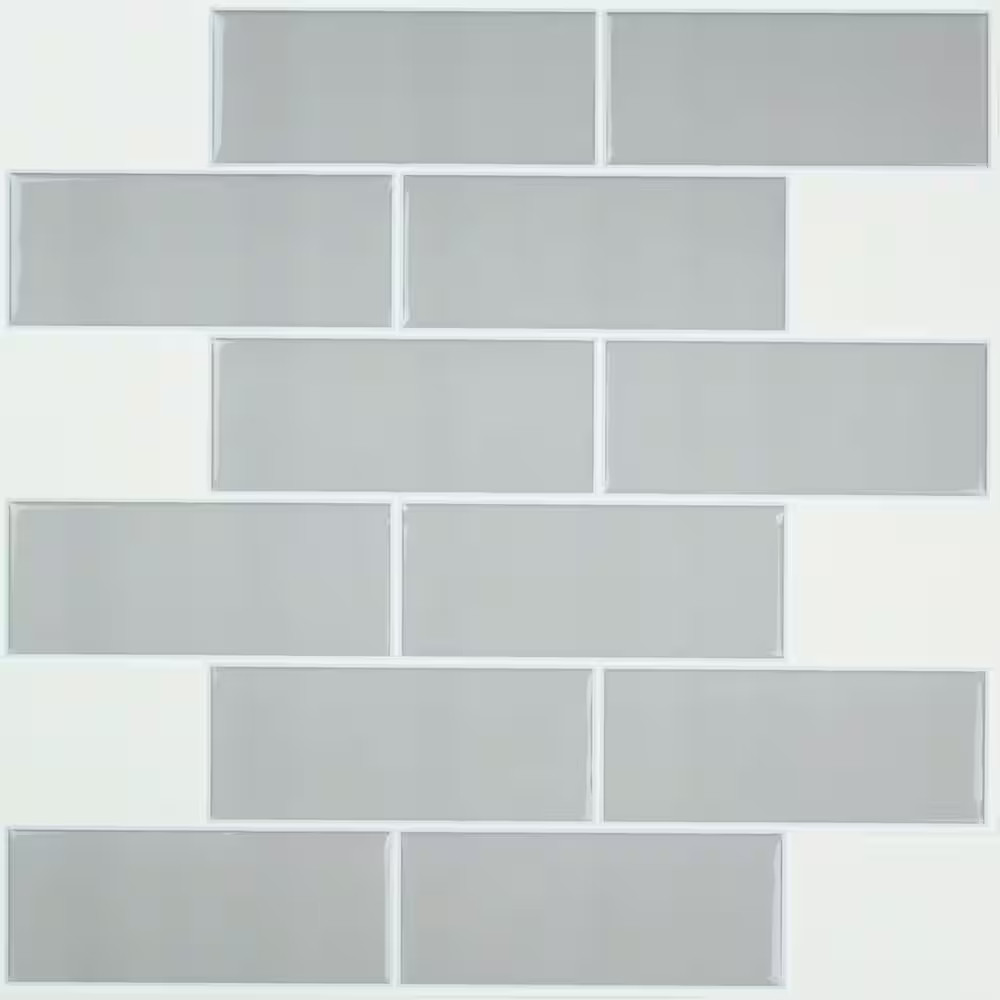 Grey Subway 10.5 In. X 10.5 In. X 0.06 In. Vinyl Peel and Stick Backsplash
