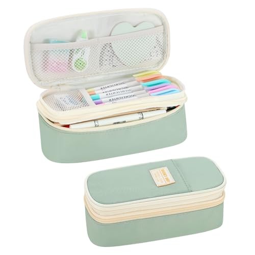 Pencil Case for Girls Kids Teens Adults Large Pencil Bag with Zipper A-Green