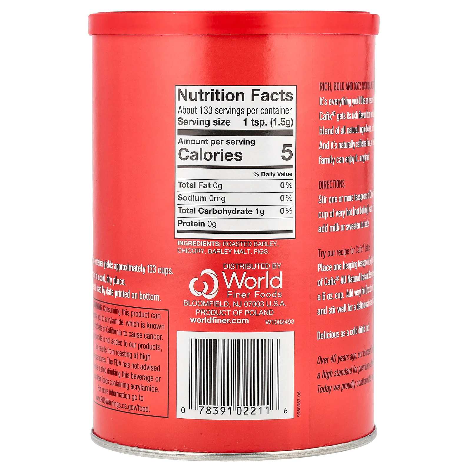 Cafix All Natural Instant Beverage Caffeine Free 7 05 oz 200 g All-Natural,