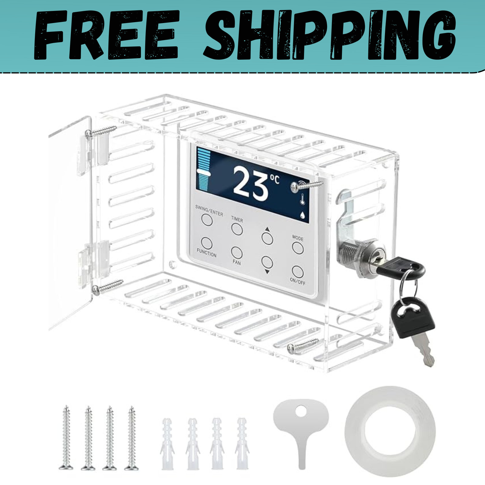 Universal Thermostat Lock Box with Key Clear Large Thermostat Cover Guard Wall
