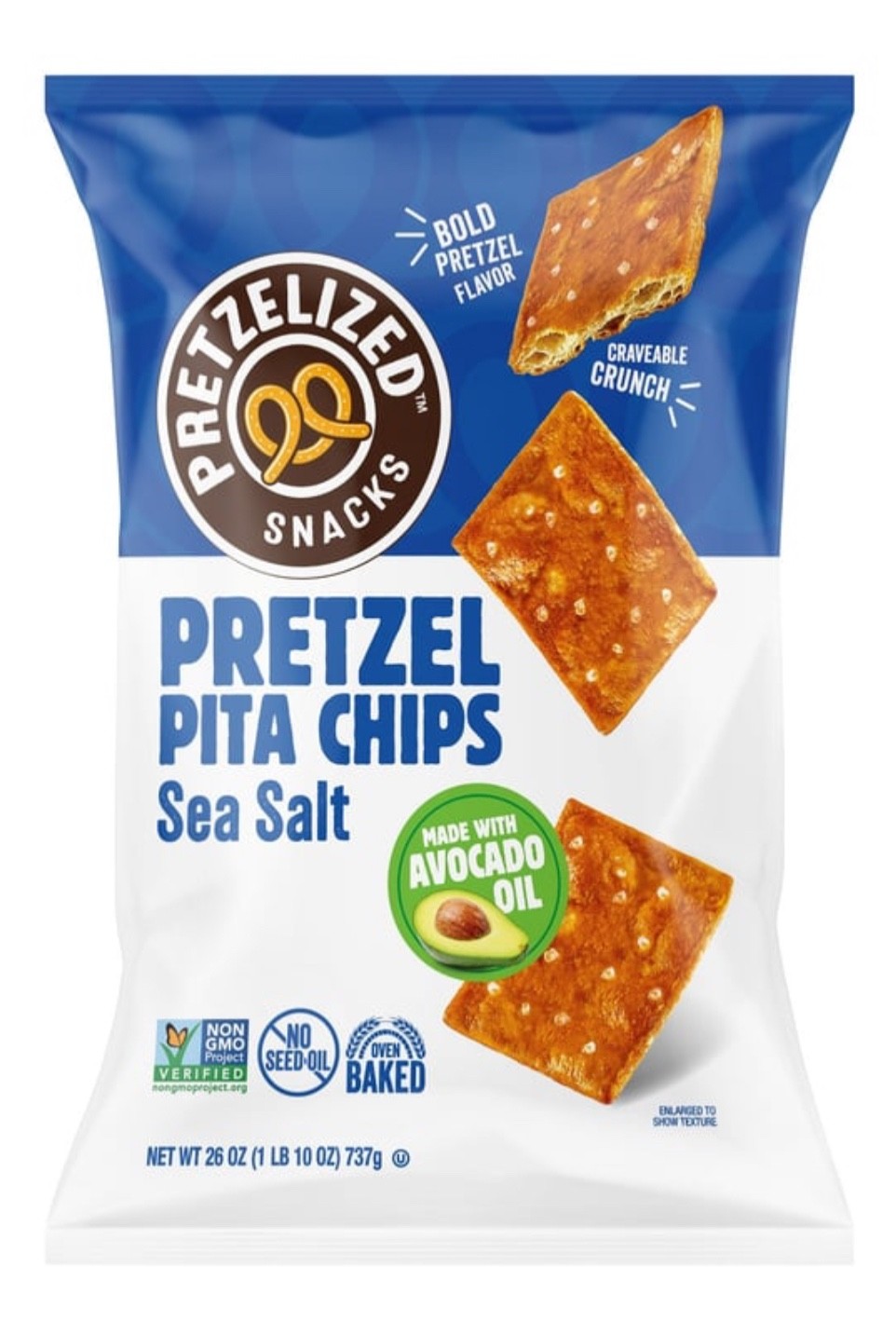 Pretzelized Pretzel Pita Chips, 26 oz (1.62 lbs) Made With AVOCADO Oil