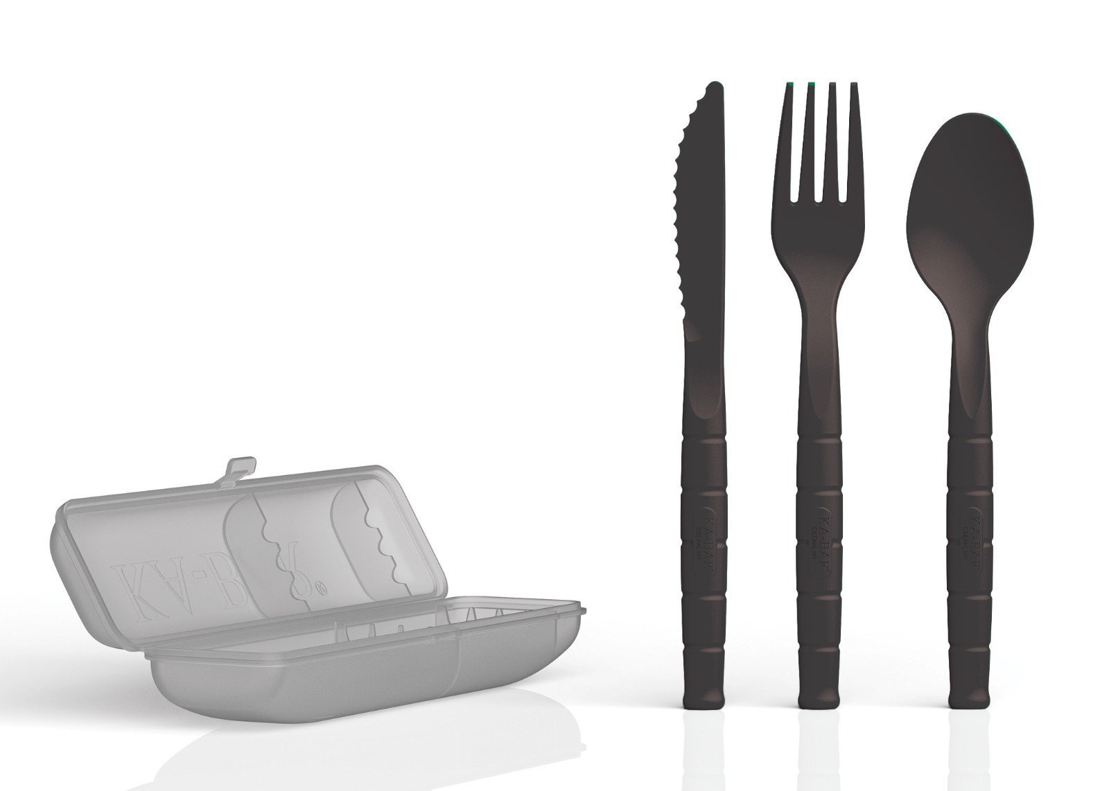 Ka-Bar 9939BK Lunch Pal Utensil Set Exclusive Black Utensils in Gray Case