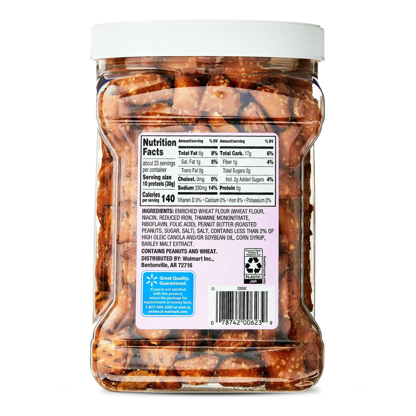 Great Value Peanut Butter Filled Pretzels 24oz – Crunchy, Resealable Snack