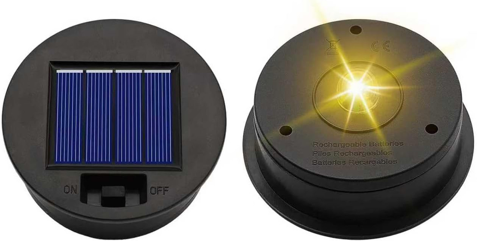 2 Pack Solar Light Replacement Top Parts(Top Size 3.15 Inch,Bottom Size 2.76 Inc
