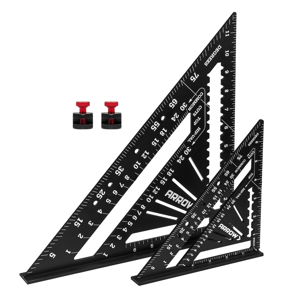 Arrow 7″& 12″ Aluminum Alloy Carpenter Square Set Rafter Square Layout Tools New