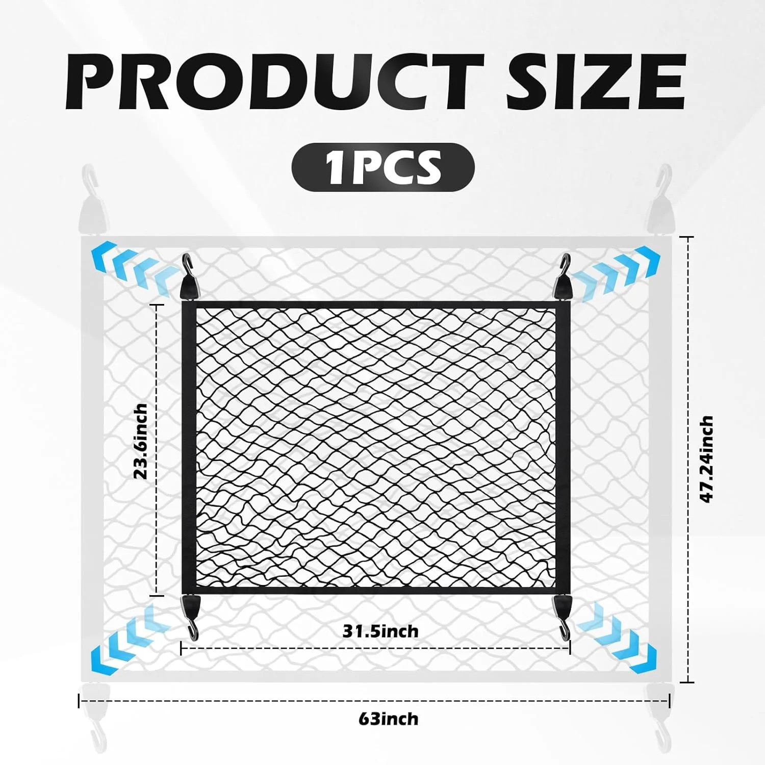 31.50 * 23.60 Inch Truck Cargo Net,Stretchable High Elastic Cargo Net for SUV fo