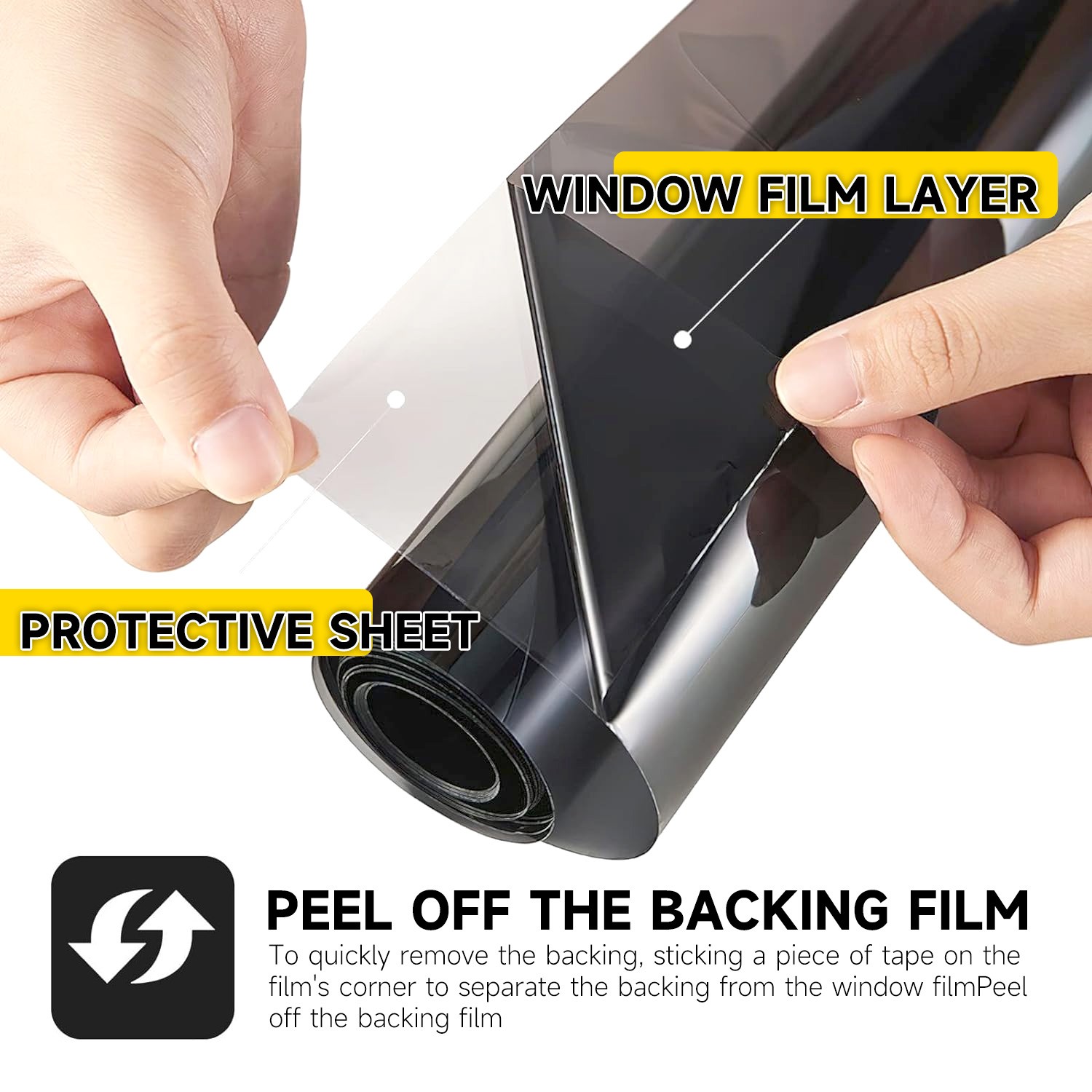 Static Cling Privacy Window Film 99% UV Blocking Thick Black Tinting Sun Cover