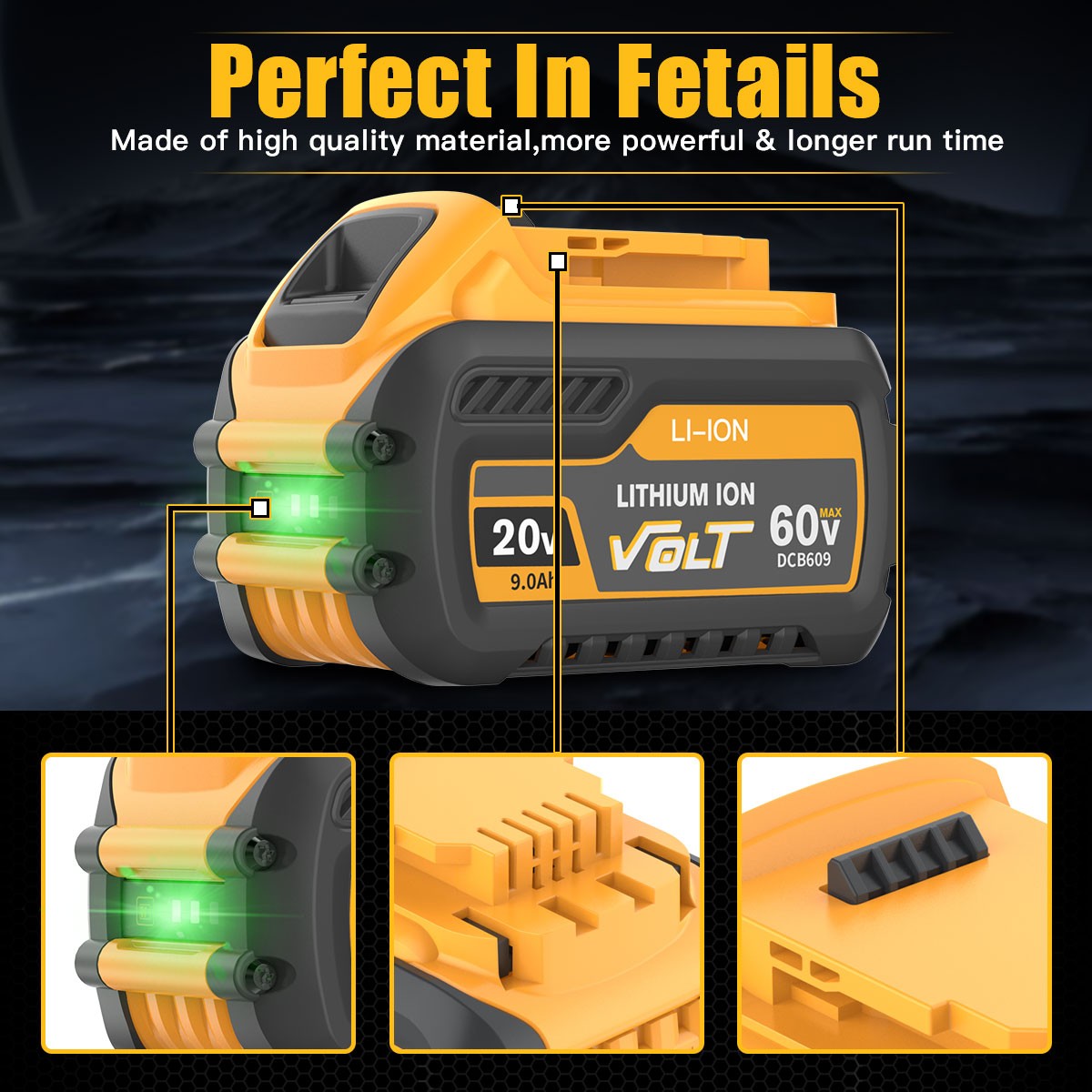 2Pack 9.0Ah for Dewalt FLEXVOLT 20V/60V MAX Battery and Charger DCB609 DCB606-2