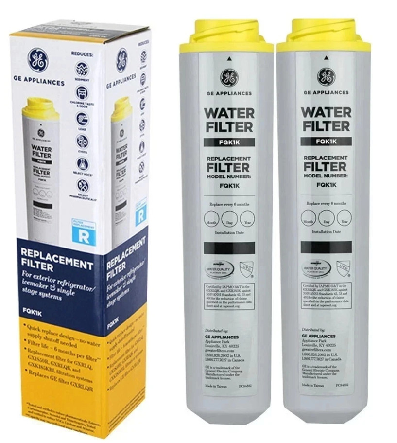 2 Pack GE FQK1K Under Sink Refrigerator Replacement Water Filter Cartridge USA