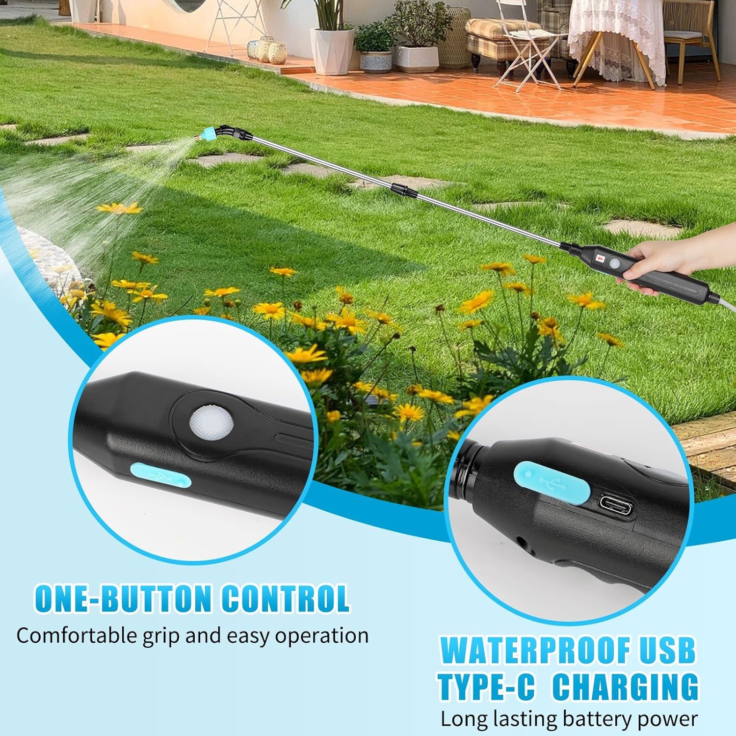 Rechargeable Electric Garden Plant Sprayer 5L Battery Powered Sprayer 2 Nozzles